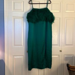 Eloquii Green Feather Slip Dress NWT